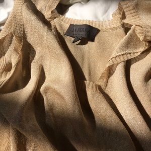 La perla metallic gold camisole tank